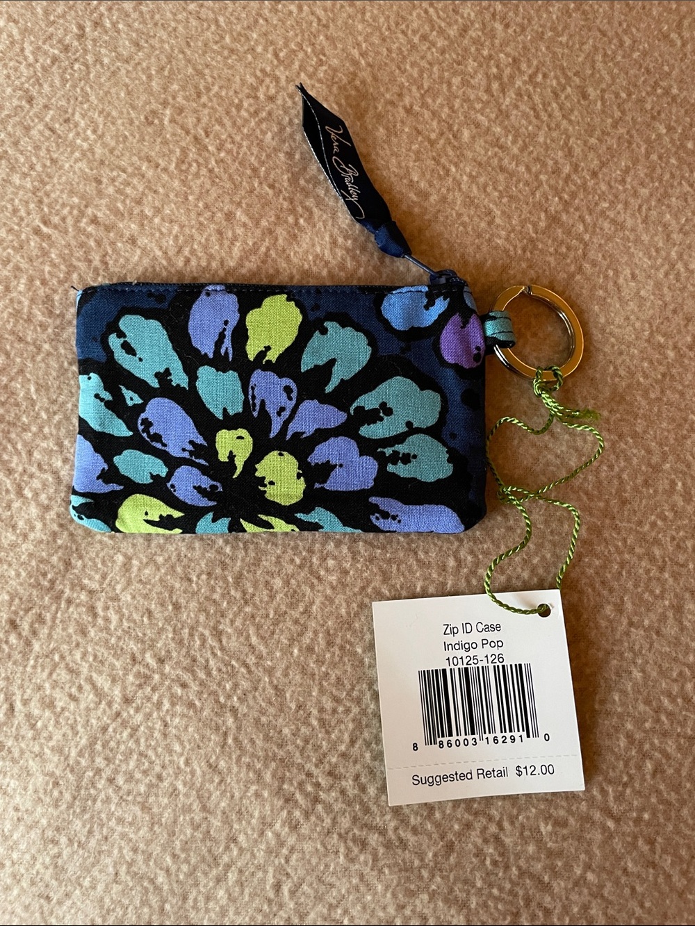 Vera Bradley Zip ID Case Indigo Pop NWT